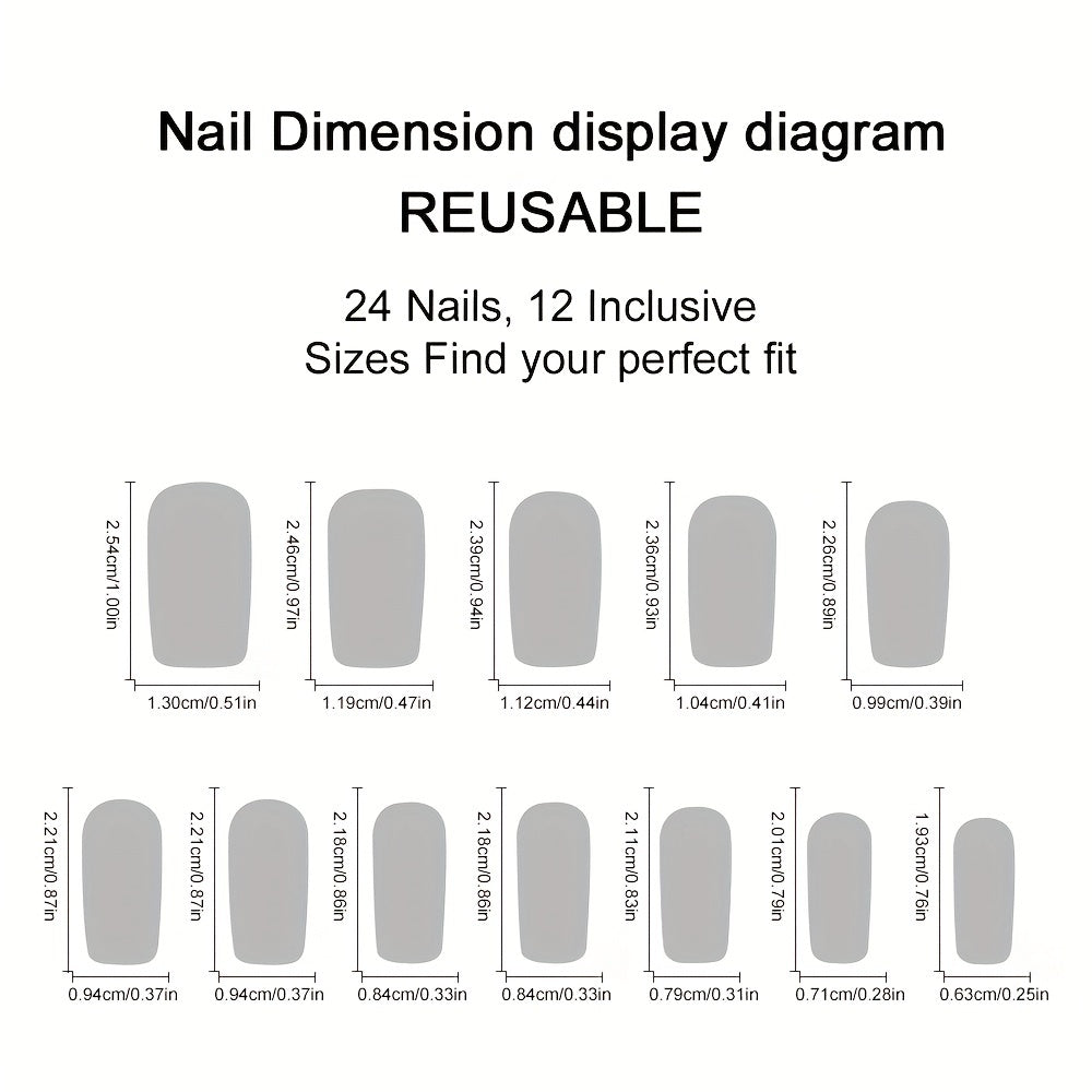 24Pcs Pink Medium Square French Tip Fake Nails Pearl Heart Cherry Bow Design Stick On Nails Glossy Full Cover Sweet False Nails For Women And Girls