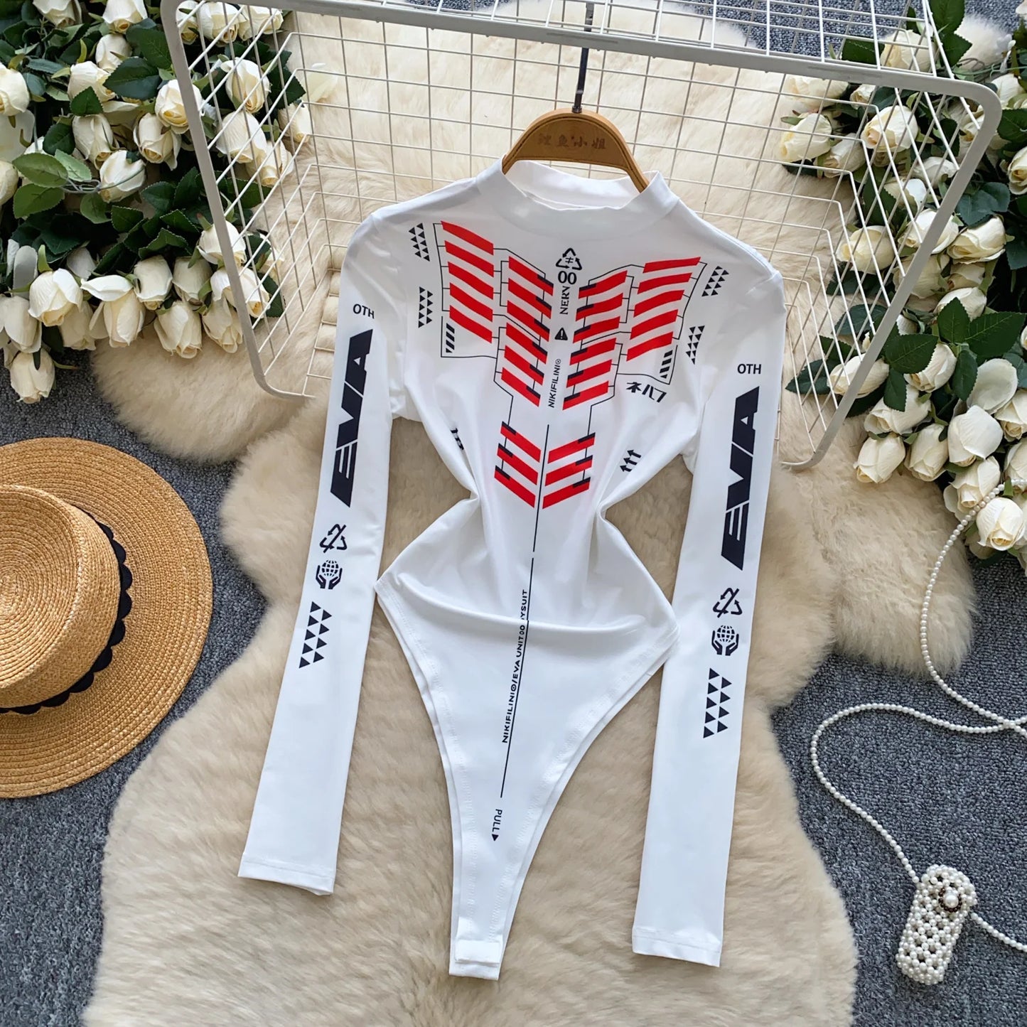 Spicy Girl Motorcycle Suit Long Sve f High Collar One-Piece Summer Slimming Trendy Streetwear Women's Faion