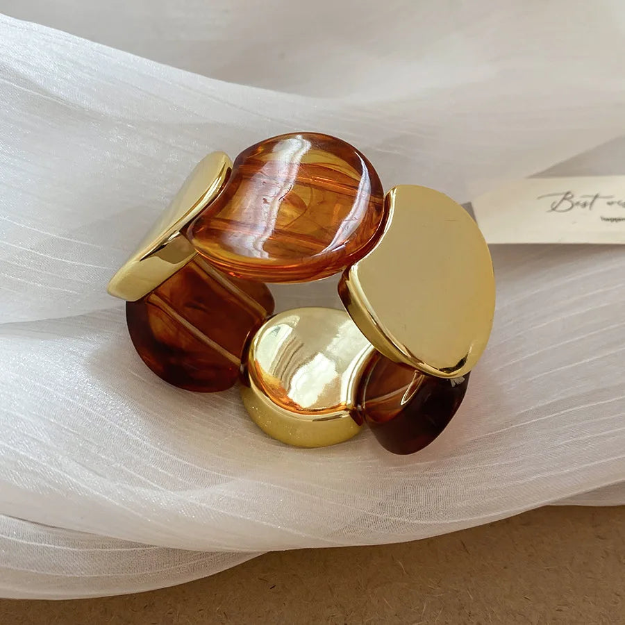 Multi-style Round Splicing Elastic Rope Resin Bracelets for Women Smuding Vintage Acrylic Bangles Personality Party Jewelry K1