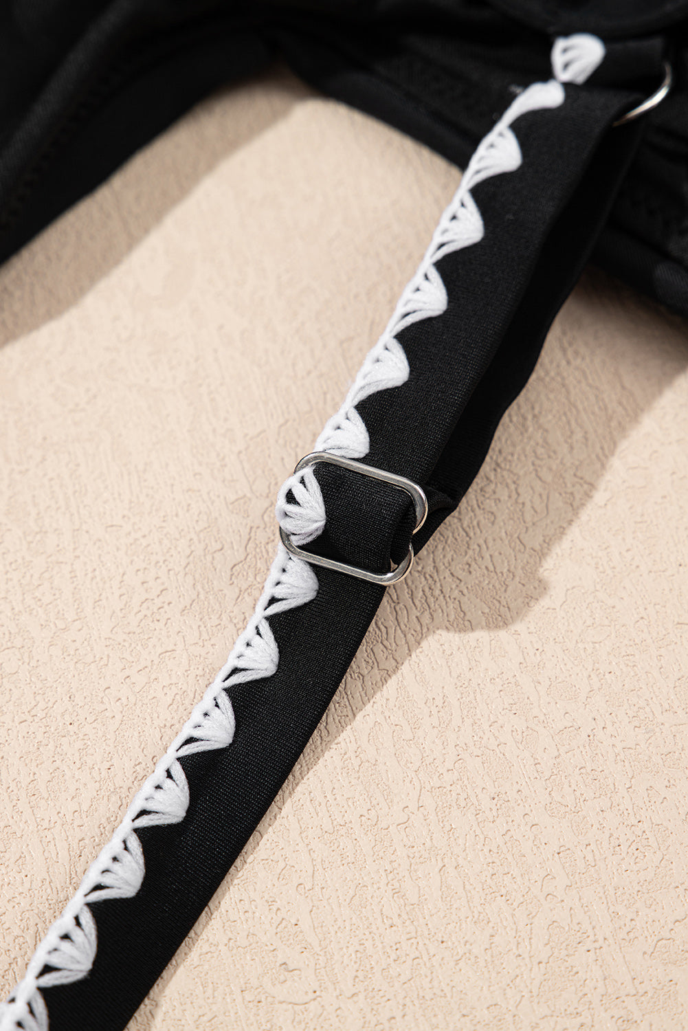 Rose Red Ric Rac Trim Contrasted Patchwork Cutout One Piece Swimsuit