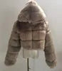 Winter Plus Size Women Faux Fur Coat Jacket Women Fleece Coat With Hood Fashion Cropped Top Fur Coat for Lady