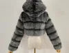 Winter Plus Size Women Faux Fur Coat Jacket Women Fleece Coat With Hood Fashion Cropped Top Fur Coat for Lady