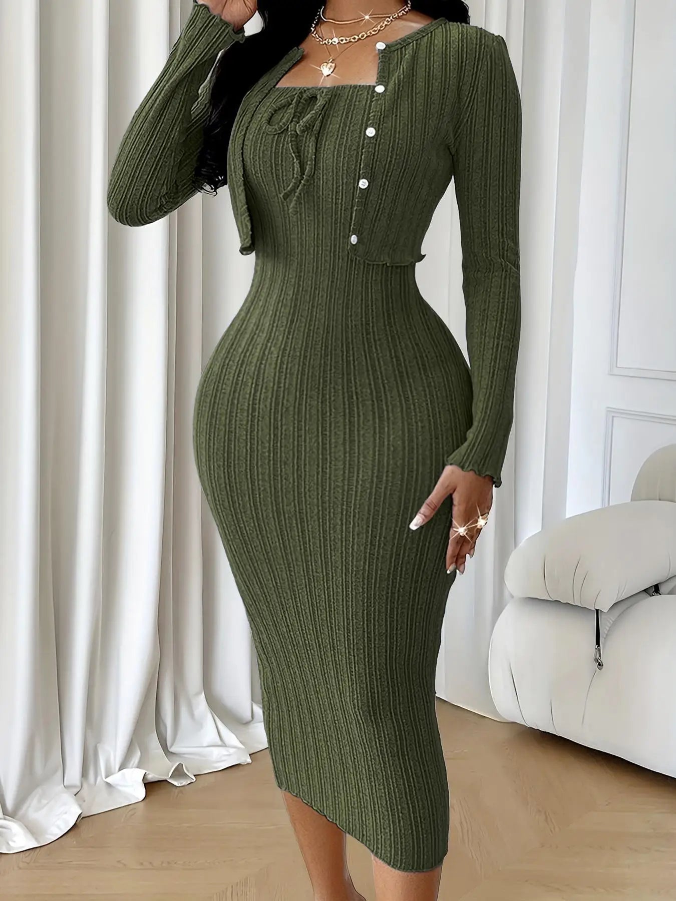Women's Tops Coat And Dress 2 Piece Set Suit New Fashion Slim Knitted Dress For Women Autumn And Winter Slim Hip Skirt Suits