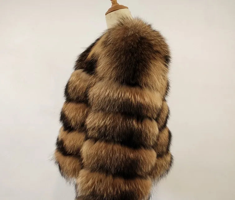 Faux Fur Women Coats Solid Round Neck Full Sleeve Coat Thick Warm Fox Short Open Stitch Elegant Splice Autumn Winter 2024