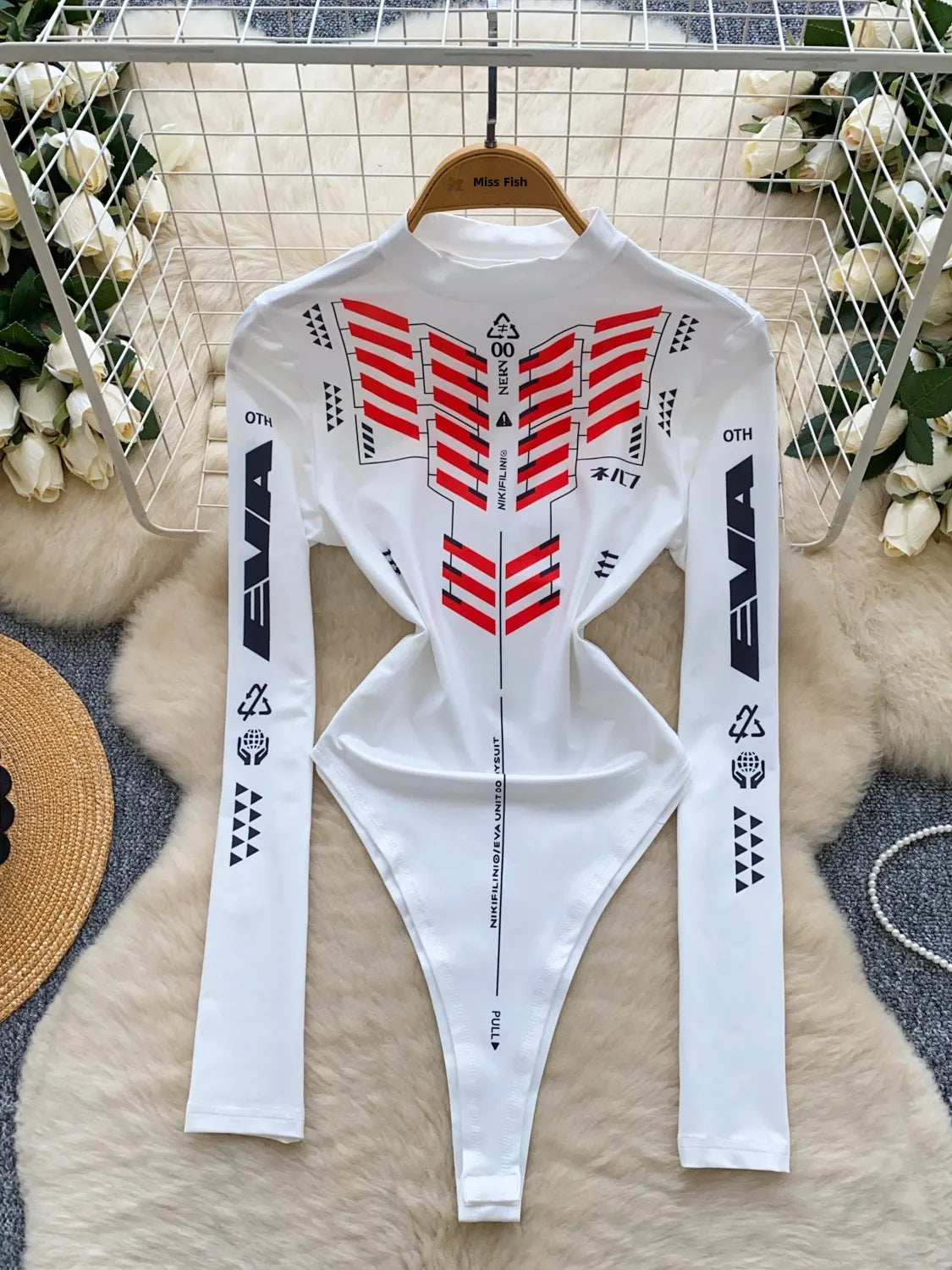 Spicy Girl Motorcycle Suit Long Sve f High Collar One-Piece Summer Slimming Trendy Streetwear Women's Faion