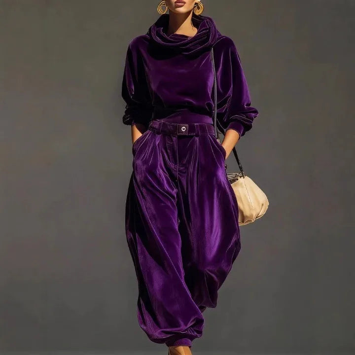 Autumn Winter Velvet Hoodie Sweatshirt Set Women Fashion Simple Long Sleeve Hooded Top And Pant Sets Casual 2pcs Outfit Suit