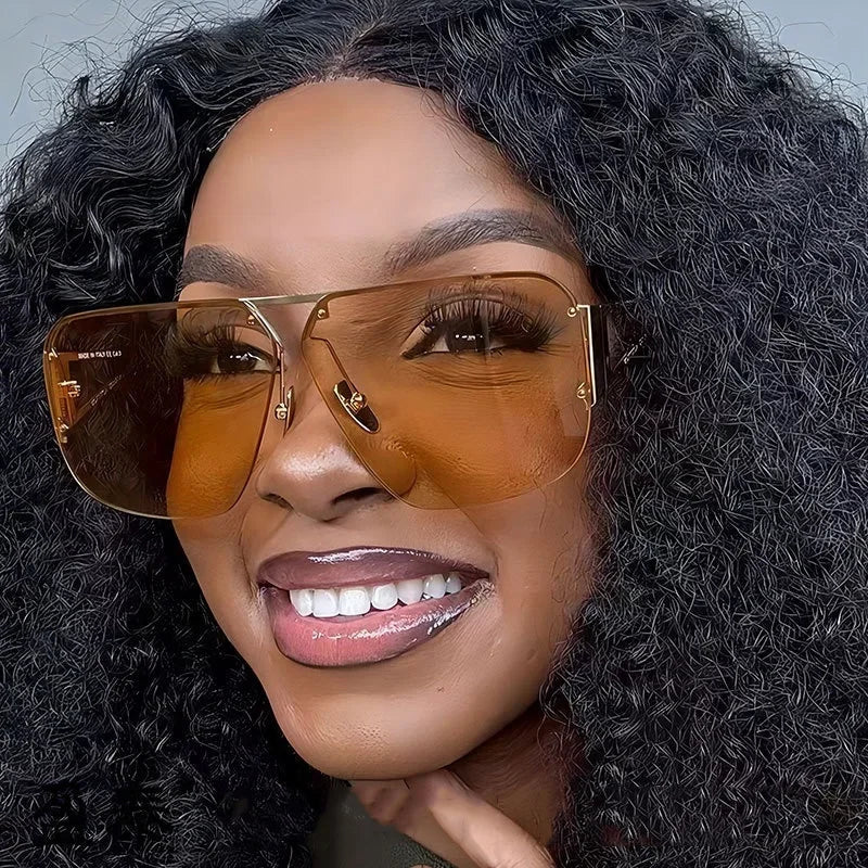 New Vintage Square Sunglasses Woman Classic Retro Gradient Mirror Frameless Sun Glasses Female Fashion Rimless Oculos De Sol