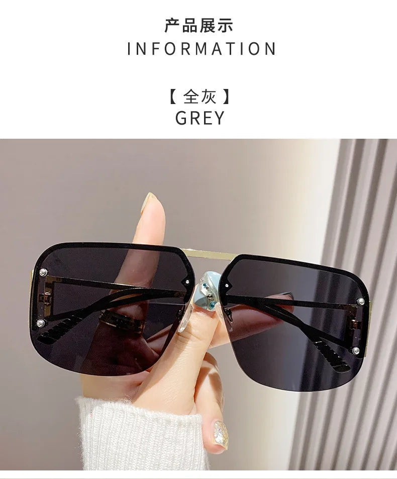 New Vintage Square Sunglasses Woman Classic Retro Gradient Mirror Frameless Sun Glasses Female Fashion Rimless Oculos De Sol