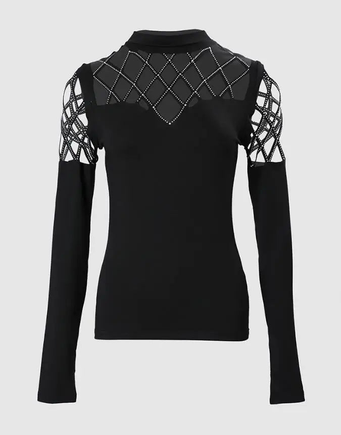 Bodysuit for Women 2022 Beaded Cold Shoulder Long Sleeve Bodysuit 2022 Autumn Europe and America Fashion Women's Clothing