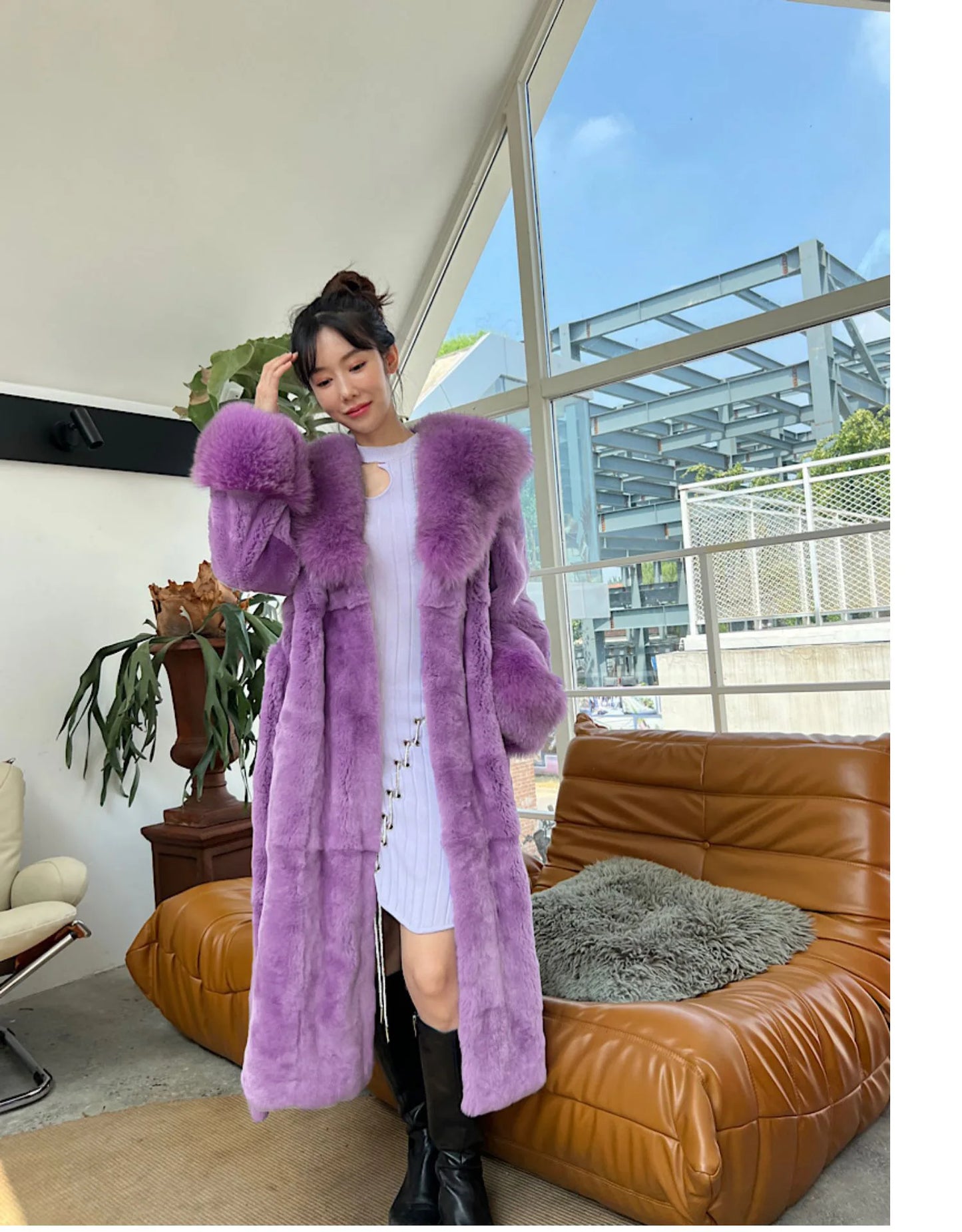 2026 Autumn and Winter Big Fur Collar Fashion Fur Coat Women's Mid-Length Thickened European and American Loose Temperament Coat