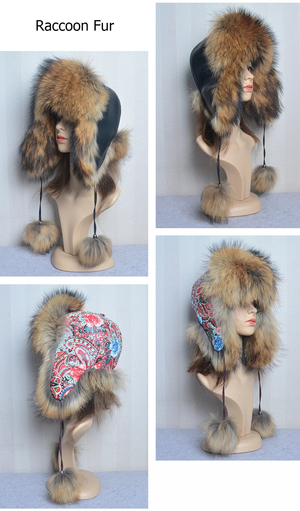 Winter Fur Hat for Women Hat with Ear Real Fox Fur Caps Russian Women Bomber Hats Bonnets Trapper Cap Camo Fox Hat Wholesale