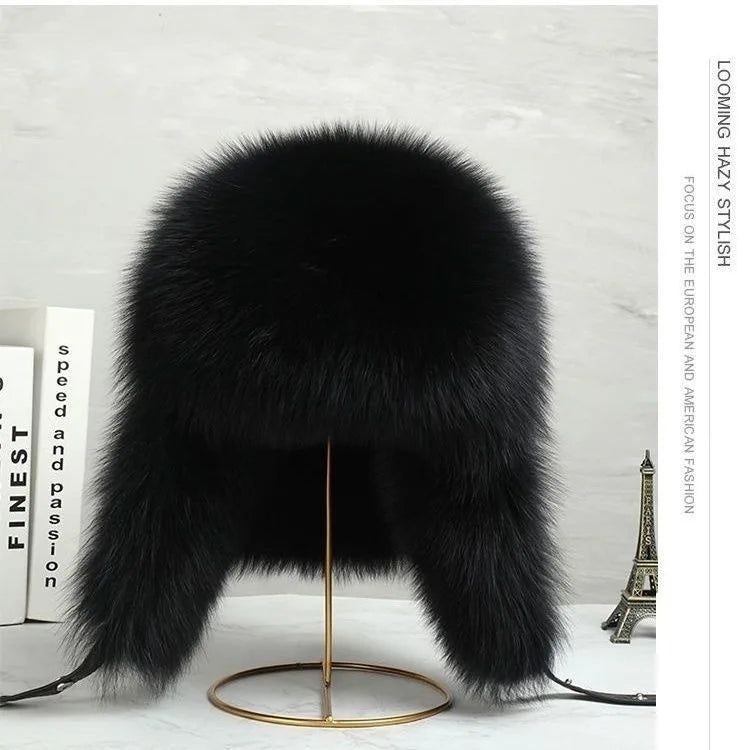 Faux Fur Russian Hat for Men Winter Thermal Trapper Cap Windproof Ear Flaps Middle Aged Cold Weather