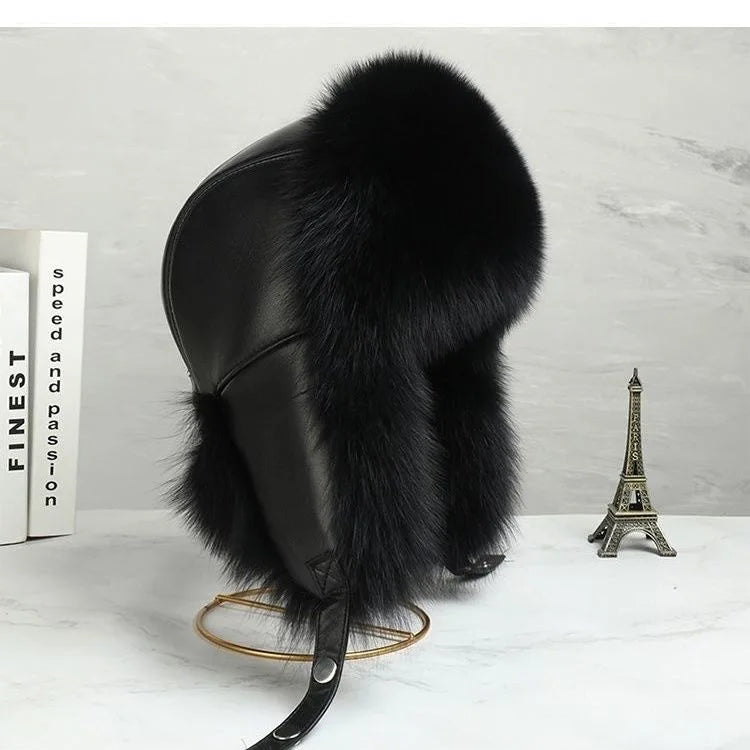 Faux Fur Russian Hat for Men Winter Thermal Trapper Cap Windproof Ear Flaps Middle Aged Cold Weather