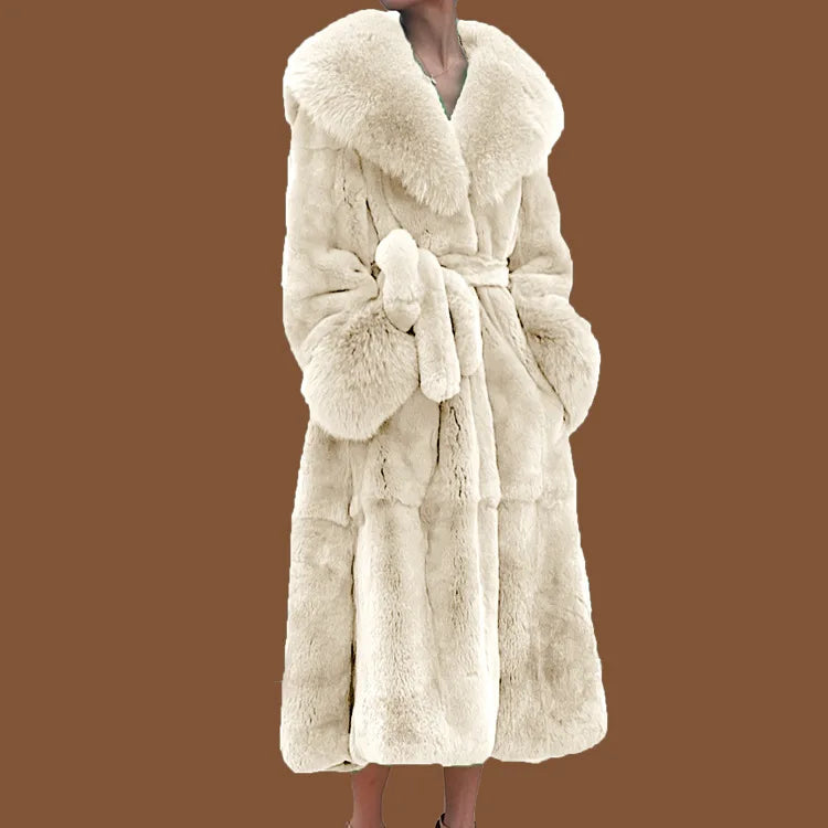 2026 Autumn and Winter Big Fur Collar Fashion Fur Coat Women's Mid-Length Thickened European and American Loose Temperament Coat