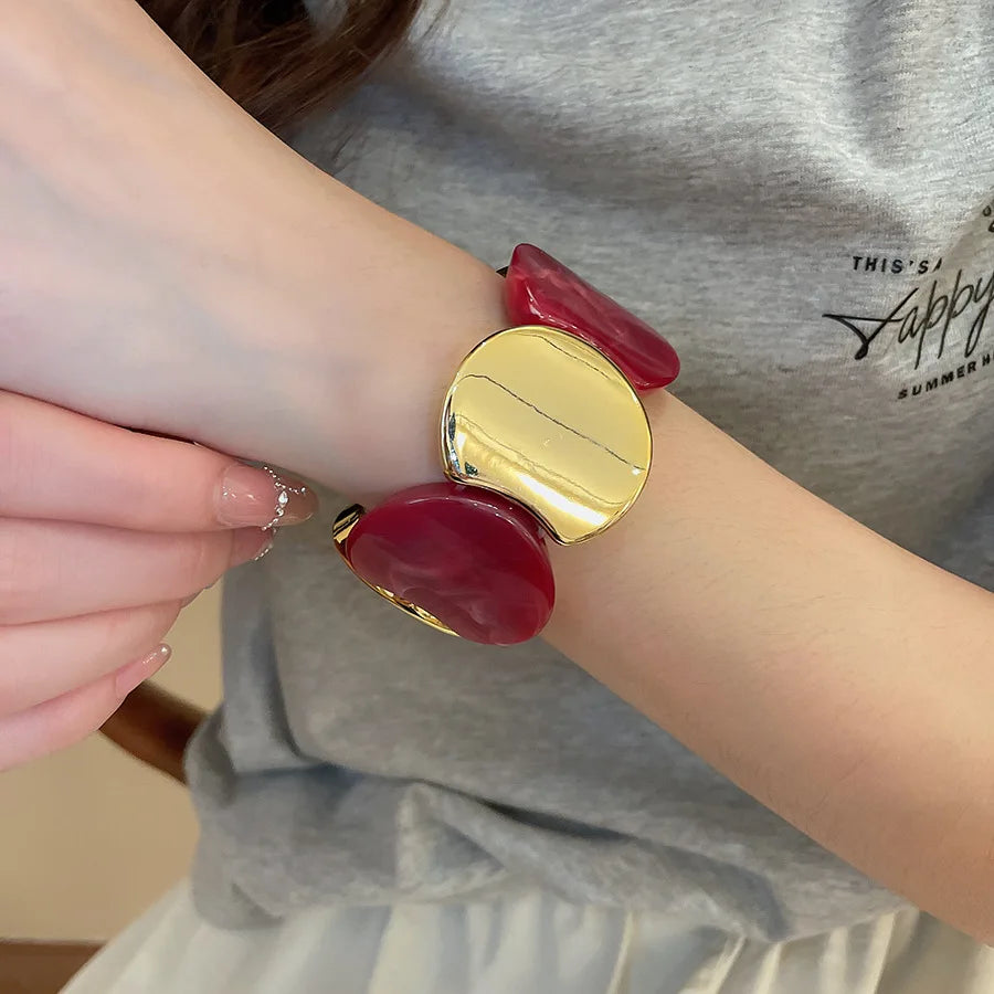 Multi-style Round Splicing Elastic Rope Resin Bracelets for Women Smuding Vintage Acrylic Bangles Personality Party Jewelry K1