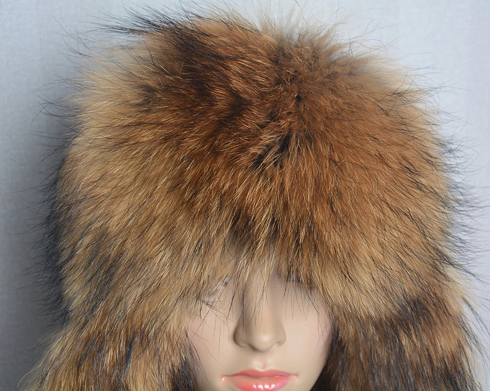Winter Fur Hat for Women Hat with Ear Real Fox Fur Caps Russian Women Bomber Hats Bonnets Trapper Cap Camo Fox Hat Wholesale