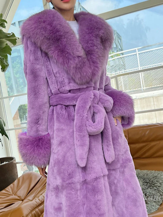 2026 Autumn and Winter Big Fur Collar Fashion Fur Coat Women's Mid-Length Thickened European and American Loose Temperament Coat
