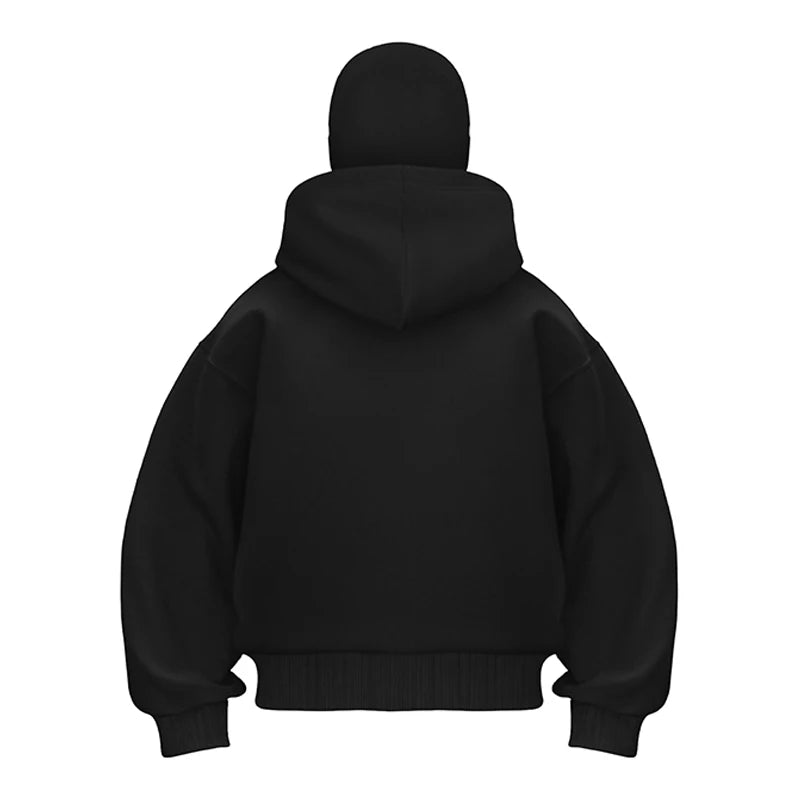 Unisex Plain Design Hooded Zip up Sweatshirt Autumn Winter Ins Style Couple Matching Fashionable Casual Wear