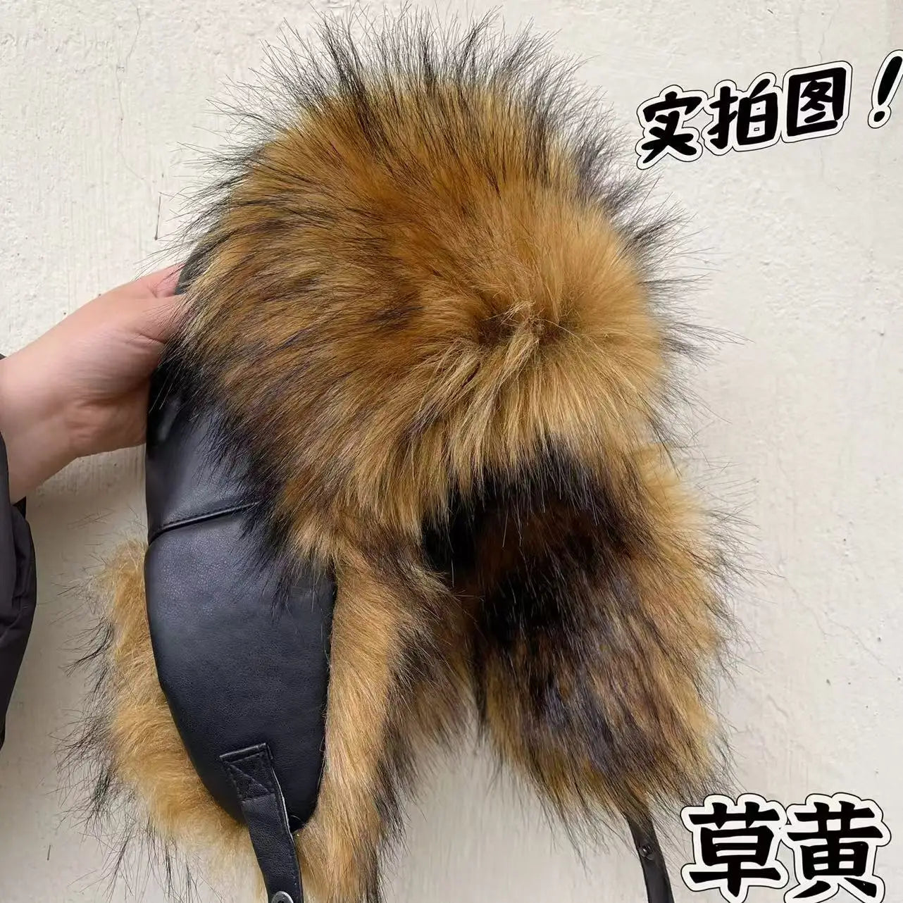 Faux Fur Russian Hat for Men Winter Thermal Trapper Cap Windproof Ear Flaps Middle Aged Cold Weather