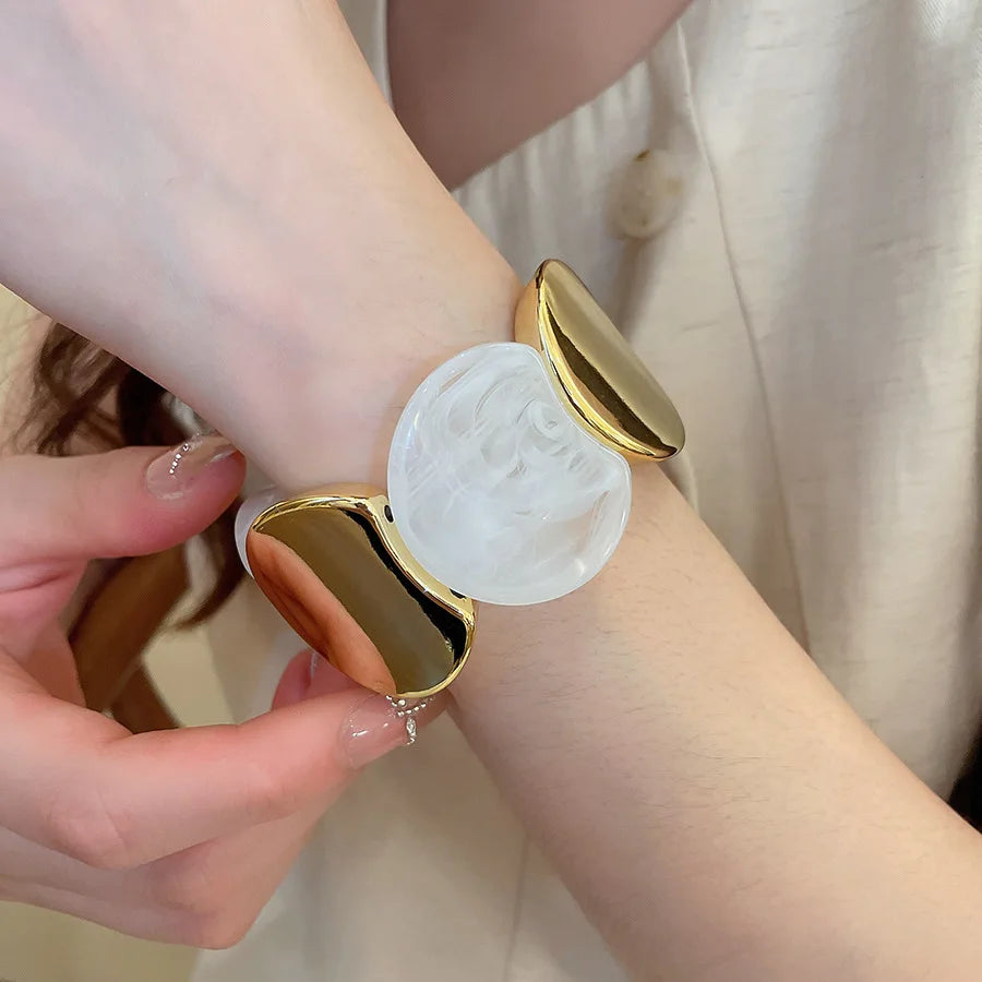 Multi-style Round Splicing Elastic Rope Resin Bracelets for Women Smuding Vintage Acrylic Bangles Personality Party Jewelry K1