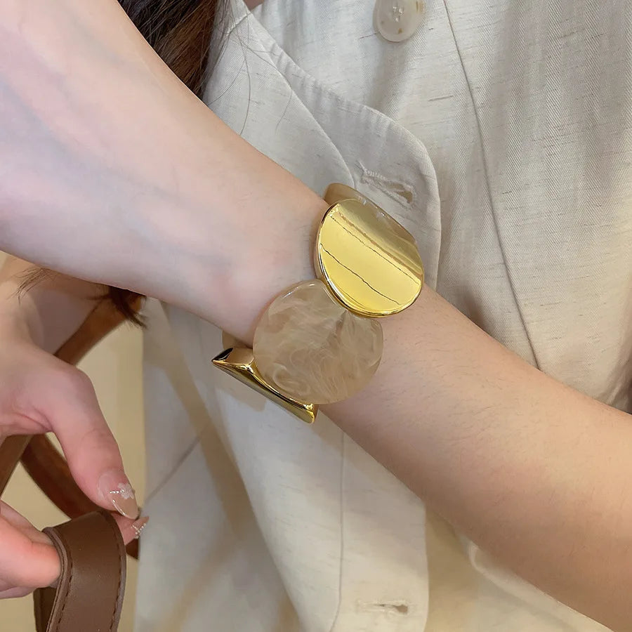 Multi-style Round Splicing Elastic Rope Resin Bracelets for Women Smuding Vintage Acrylic Bangles Personality Party Jewelry K1