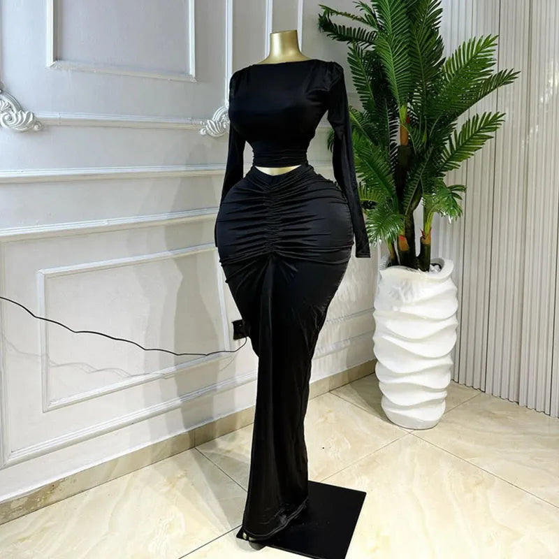 Doyerl Elegant Bodycon Maxi Dress Sets Woman 2 Piece Club Outfit Party Long Sleeve Top + Long Skirt Matching Set Ensembles Robes