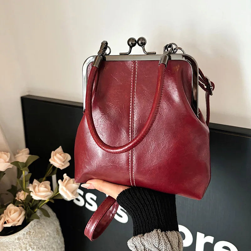 Women's Creative Exquisite Clip Bag Retro Kiss Lock Bag Fashion Leopard Foldable Mini Shoulder Crossbody Dinner Banquet Wallet