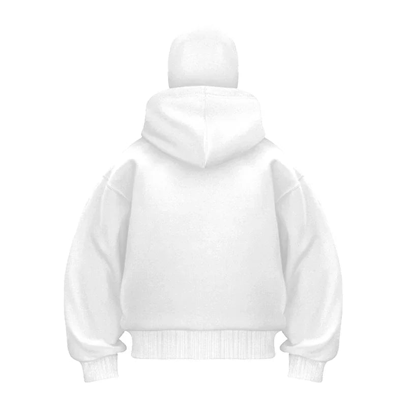 Unisex Plain Design Hooded Zip up Sweatshirt Autumn Winter Ins Style Couple Matching Fashionable Casual Wear