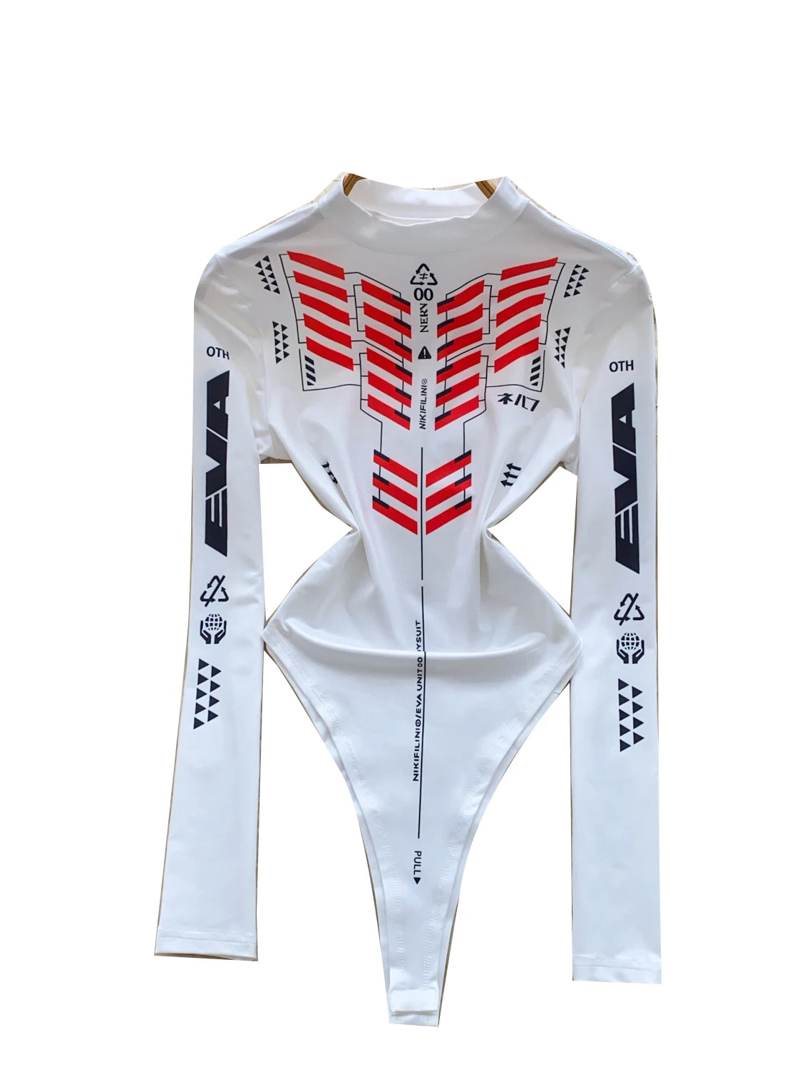 Spicy Girl Motorcycle Suit Long Sve f High Collar One-Piece Summer Slimming Trendy Streetwear Women's Faion