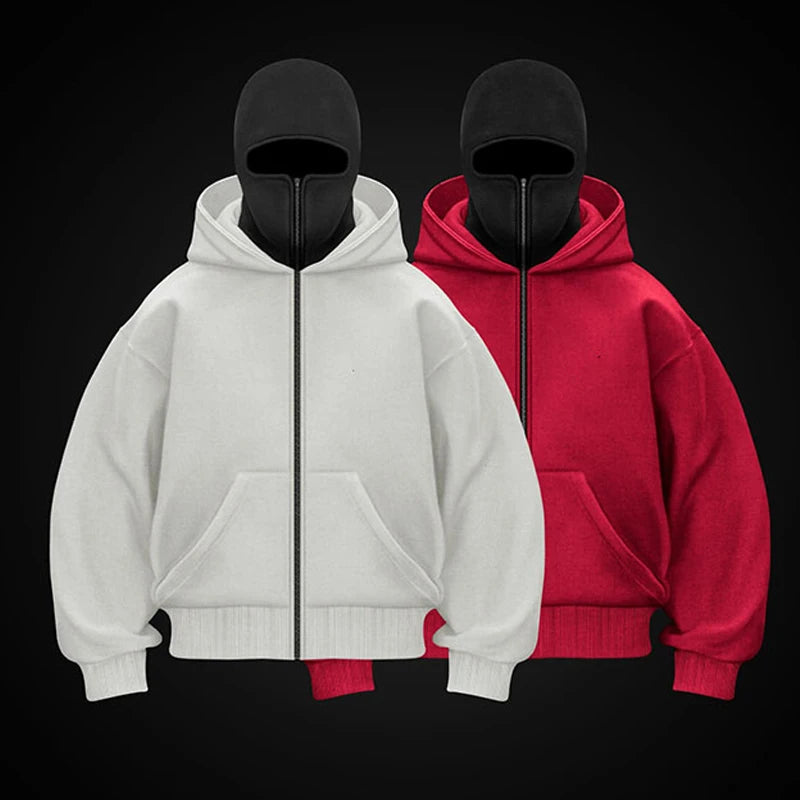 Unisex Plain Design Hooded Zip up Sweatshirt Autumn Winter Ins Style Couple Matching Fashionable Casual Wear