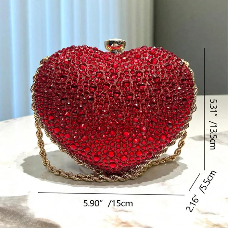 2025 Luxury Diamond Inlay Heart Shape Crystal Clutch Purse Stones Wedding Party Evening Shoulder Bag Rhinestone Clutches Bags