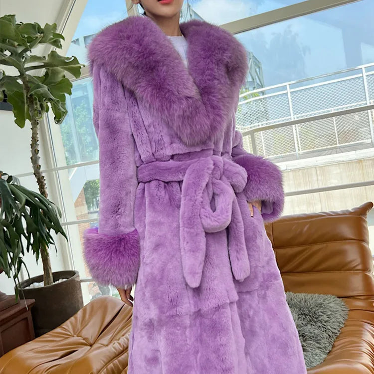 2026 Autumn and Winter Big Fur Collar Fashion Fur Coat Women's Mid-Length Thickened European and American Loose Temperament Coat