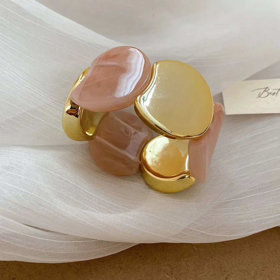 Multi-style Round Splicing Elastic Rope Resin Bracelets for Women Smuding Vintage Acrylic Bangles Personality Party Jewelry K1