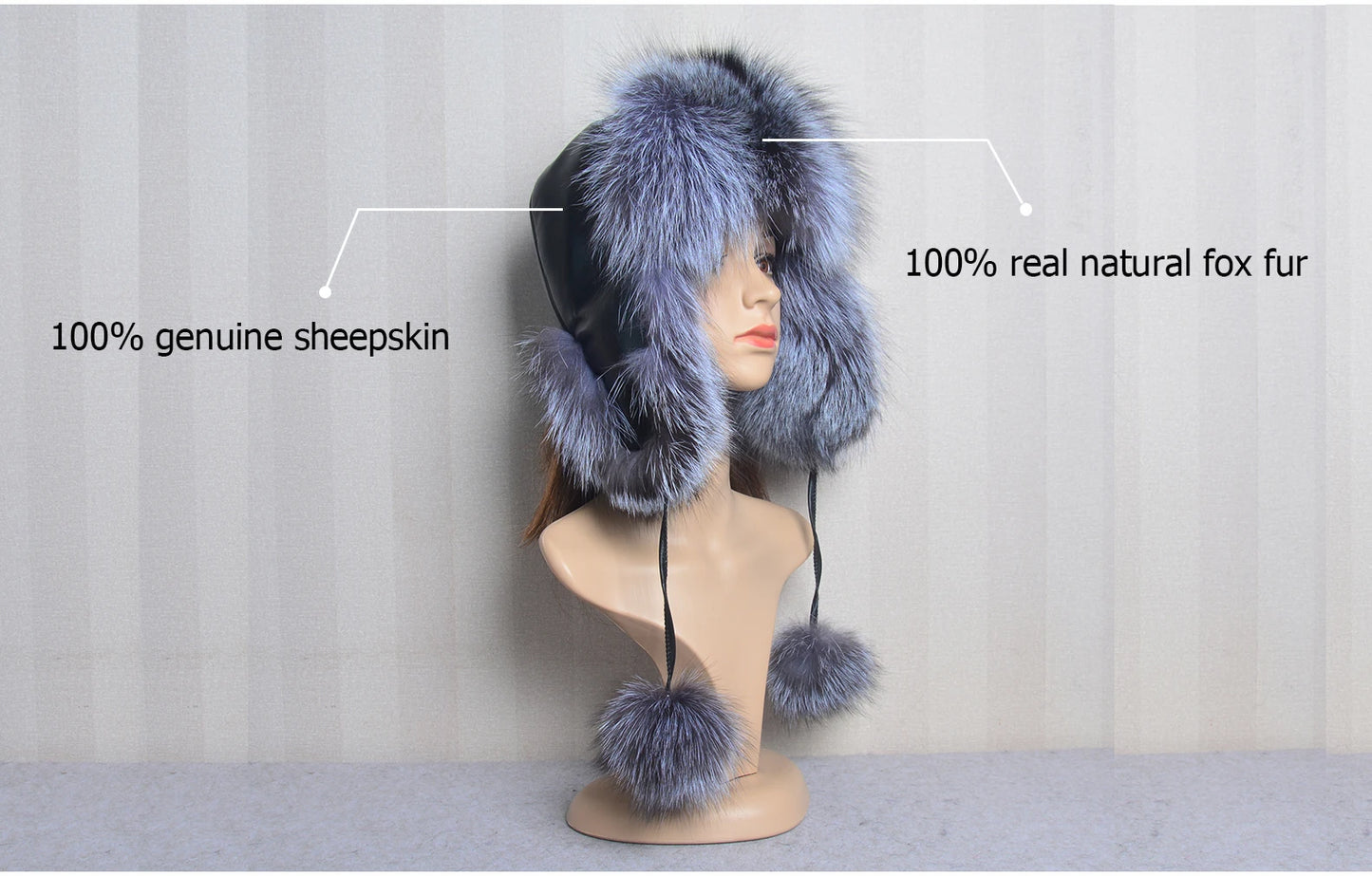 Winter Fur Hat for Women Hat with Ear Real Fox Fur Caps Russian Women Bomber Hats Bonnets Trapper Cap Camo Fox Hat Wholesale