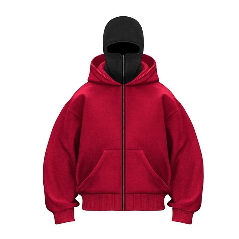 Unisex Plain Design Hooded Zip up Sweatshirt Autumn Winter Ins Style Couple Matching Fashionable Casual Wear