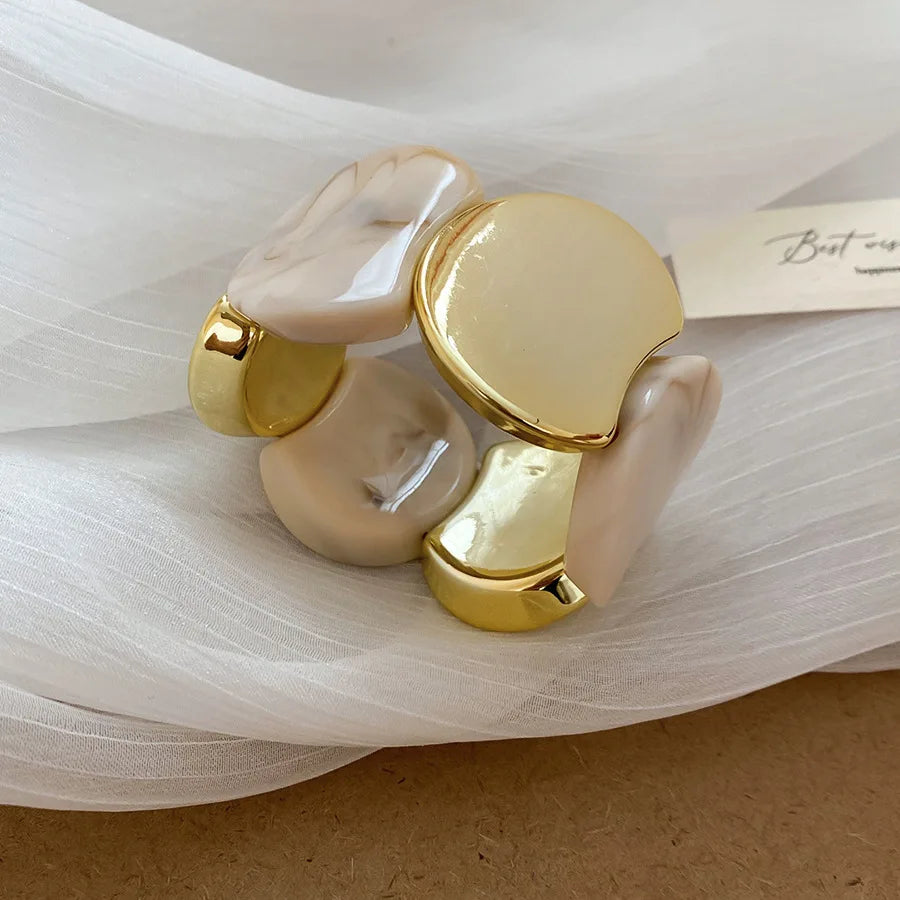 Multi-style Round Splicing Elastic Rope Resin Bracelets for Women Smuding Vintage Acrylic Bangles Personality Party Jewelry K1