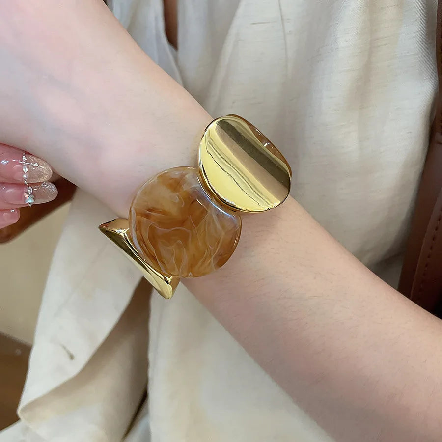 Multi-style Round Splicing Elastic Rope Resin Bracelets for Women Smuding Vintage Acrylic Bangles Personality Party Jewelry K1