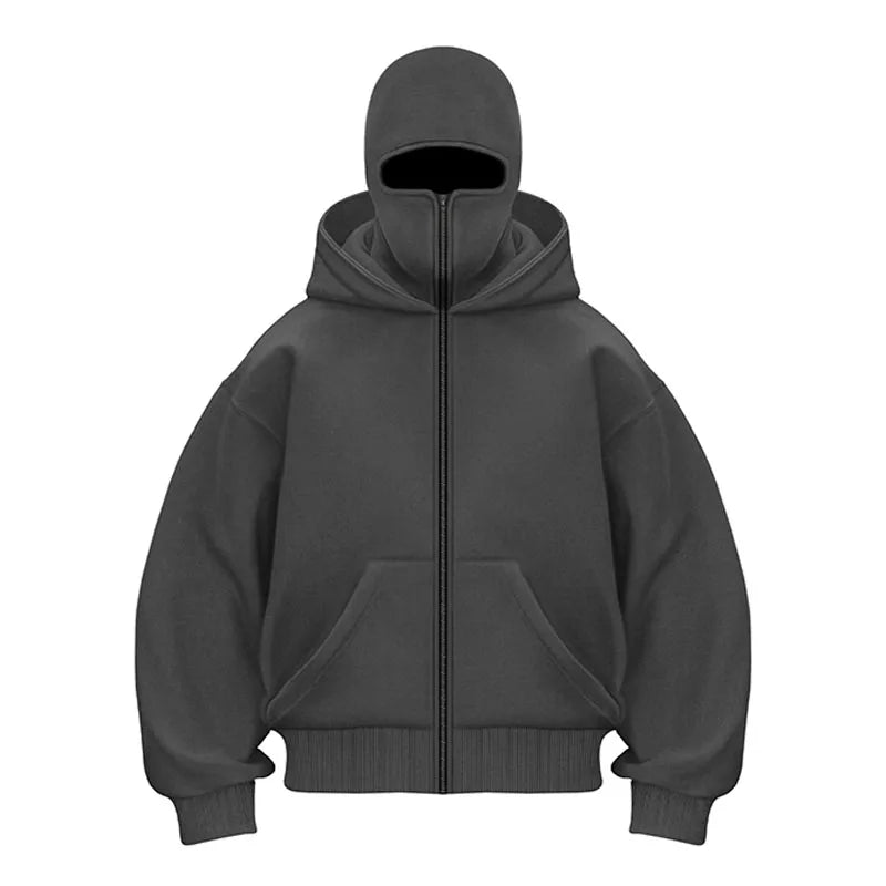 Unisex Plain Design Hooded Zip up Sweatshirt Autumn Winter Ins Style Couple Matching Fashionable Casual Wear
