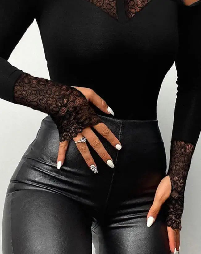 Bodysuit for Women 2022 Beaded Cold Shoulder Long Sleeve Bodysuit 2022 Autumn Europe and America Fashion Women's Clothing