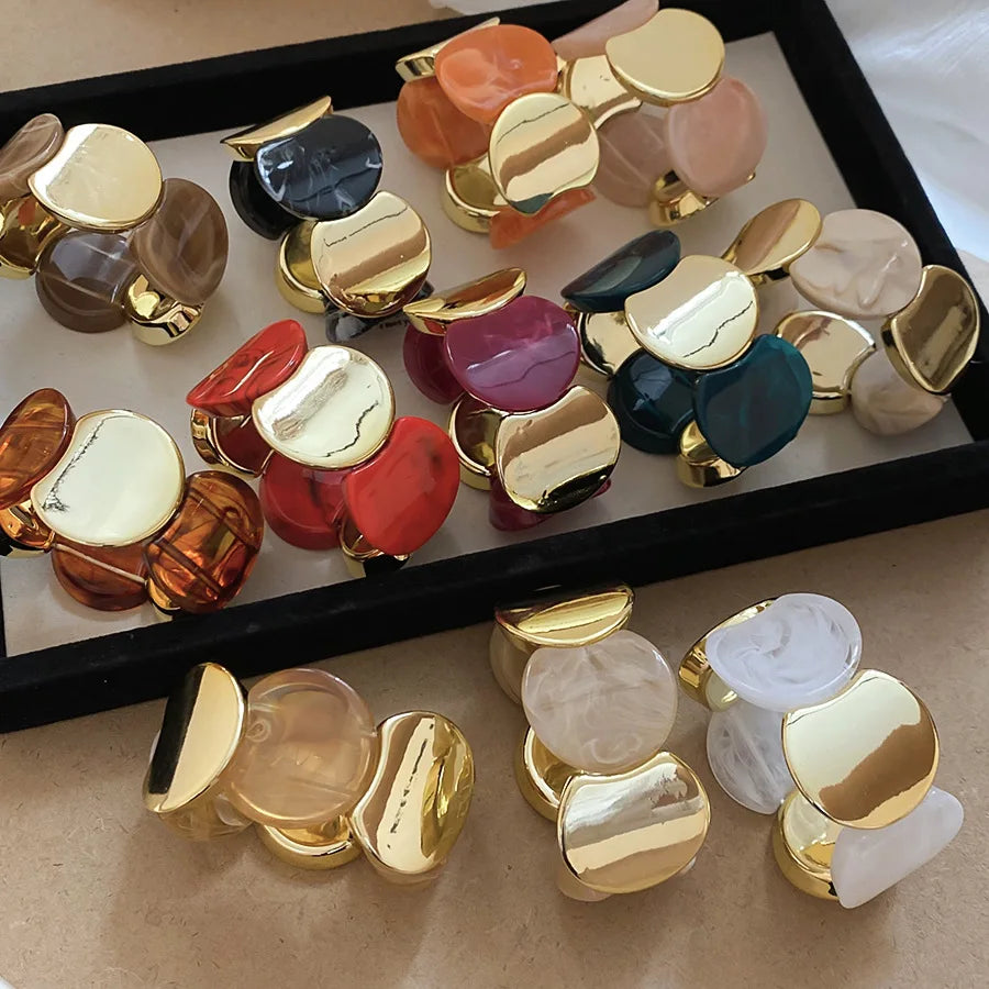 Multi-style Round Splicing Elastic Rope Resin Bracelets for Women Smuding Vintage Acrylic Bangles Personality Party Jewelry K1