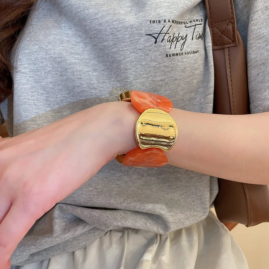 Multi-style Round Splicing Elastic Rope Resin Bracelets for Women Smuding Vintage Acrylic Bangles Personality Party Jewelry K1