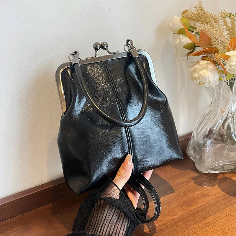 Women's Creative Exquisite Clip Bag Retro Kiss Lock Bag Fashion Leopard Foldable Mini Shoulder Crossbody Dinner Banquet Wallet