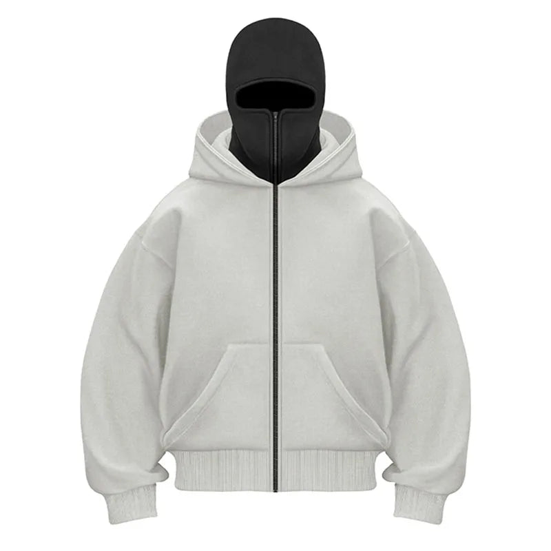 Unisex Plain Design Hooded Zip up Sweatshirt Autumn Winter Ins Style Couple Matching Fashionable Casual Wear