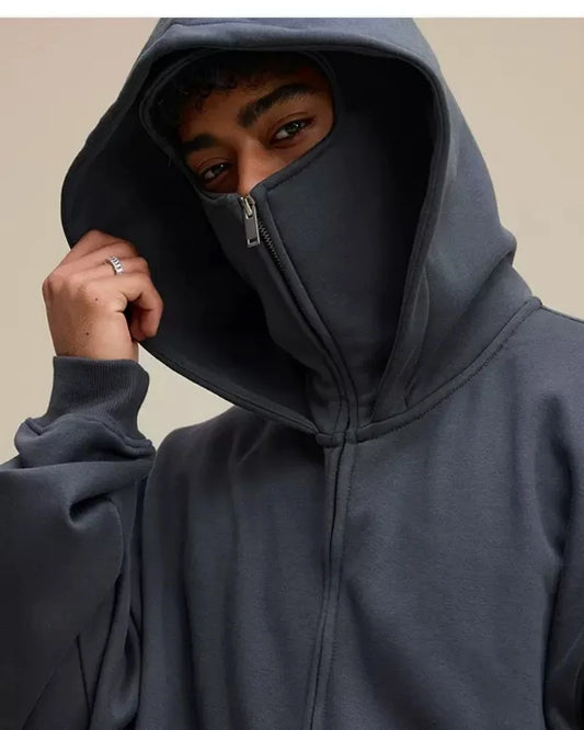 Unisex Plain Design Hooded Zip up Sweatshirt Autumn Winter Ins Style Couple Matching Fashionable Casual Wear