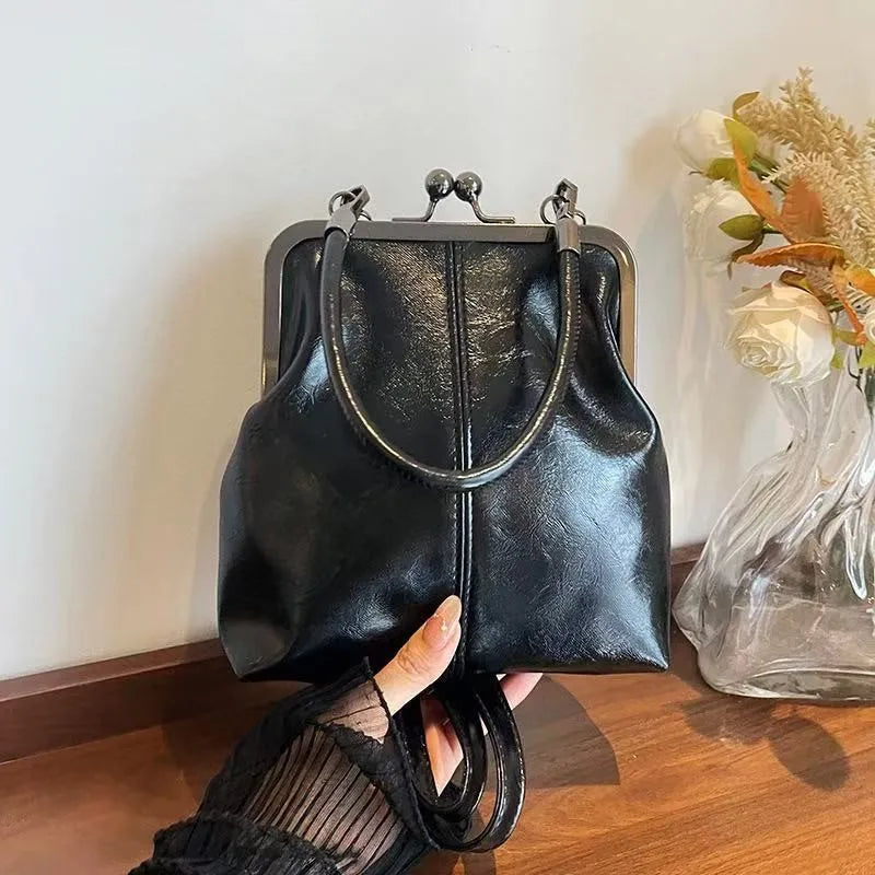 Women's Creative Exquisite Clip Bag Retro Kiss Lock Bag Fashion Leopard Foldable Mini Shoulder Crossbody Dinner Banquet Wallet