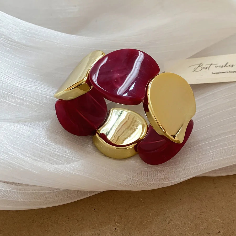 Multi-style Round Splicing Elastic Rope Resin Bracelets for Women Smuding Vintage Acrylic Bangles Personality Party Jewelry K1