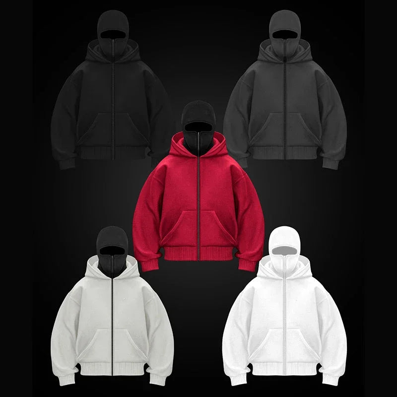 Unisex Plain Design Hooded Zip up Sweatshirt Autumn Winter Ins Style Couple Matching Fashionable Casual Wear