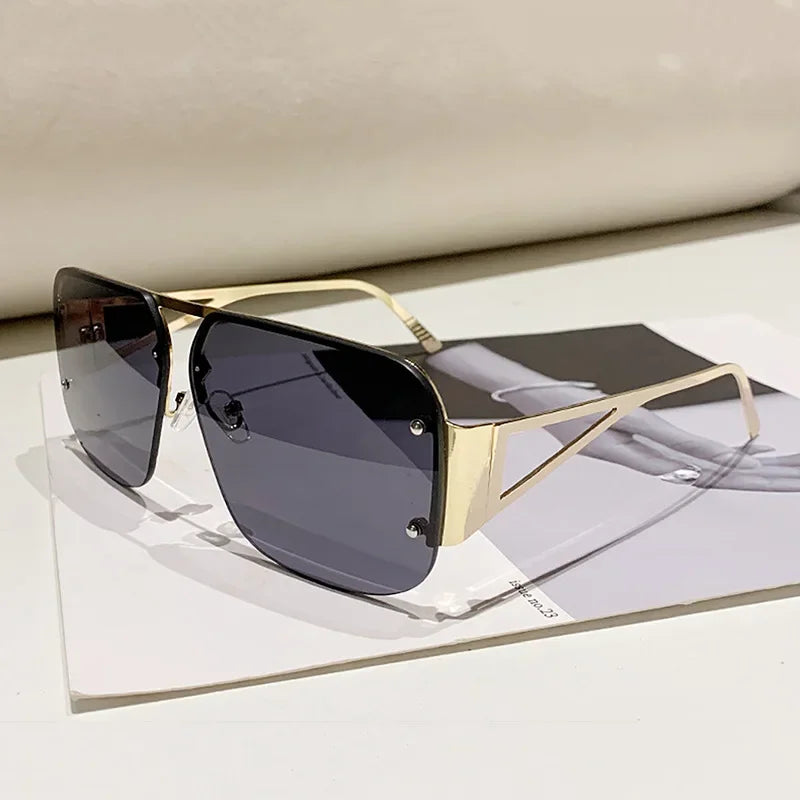 New Vintage Square Sunglasses Woman Classic Retro Gradient Mirror Frameless Sun Glasses Female Fashion Rimless Oculos De Sol