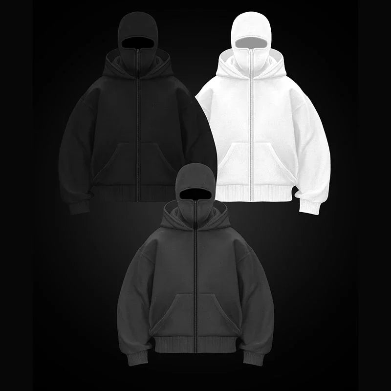 Unisex Plain Design Hooded Zip up Sweatshirt Autumn Winter Ins Style Couple Matching Fashionable Casual Wear
