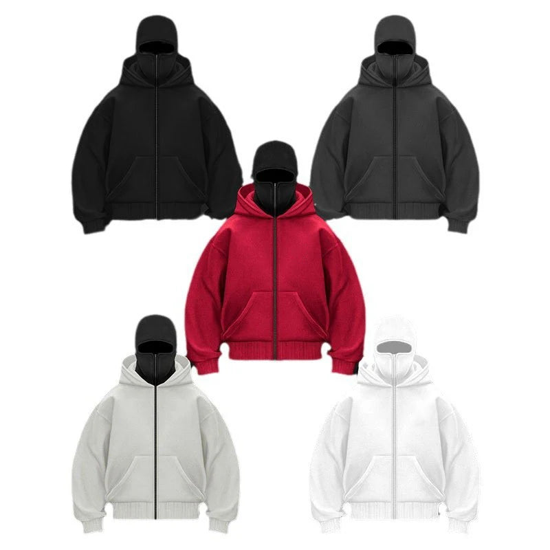 Unisex Plain Design Hooded Zip up Sweatshirt Autumn Winter Ins Style Couple Matching Fashionable Casual Wear